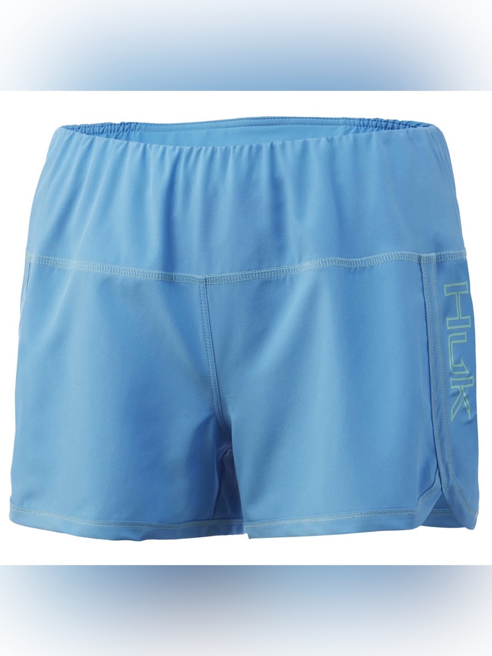 Huk Blue Solid Racer Beach Stretchy Shorts Women's size M 3 inch inseam